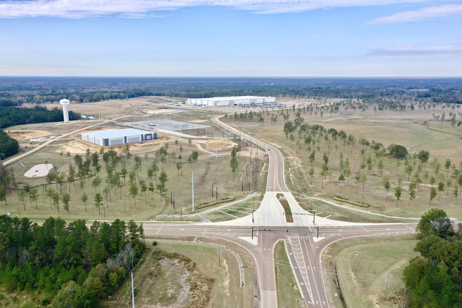 A drone view of the Mega Site.